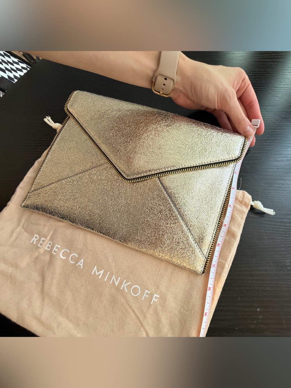 Rebecca Minkoff Gold Metallic Envelope Clutch - Picture 3 of 5